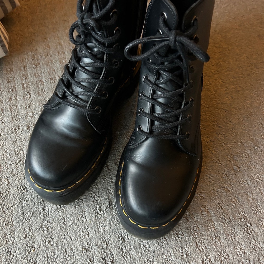 DR. MARTENS Jadon platform Black Leather Lace-Up Boots - Picture 4 of 4